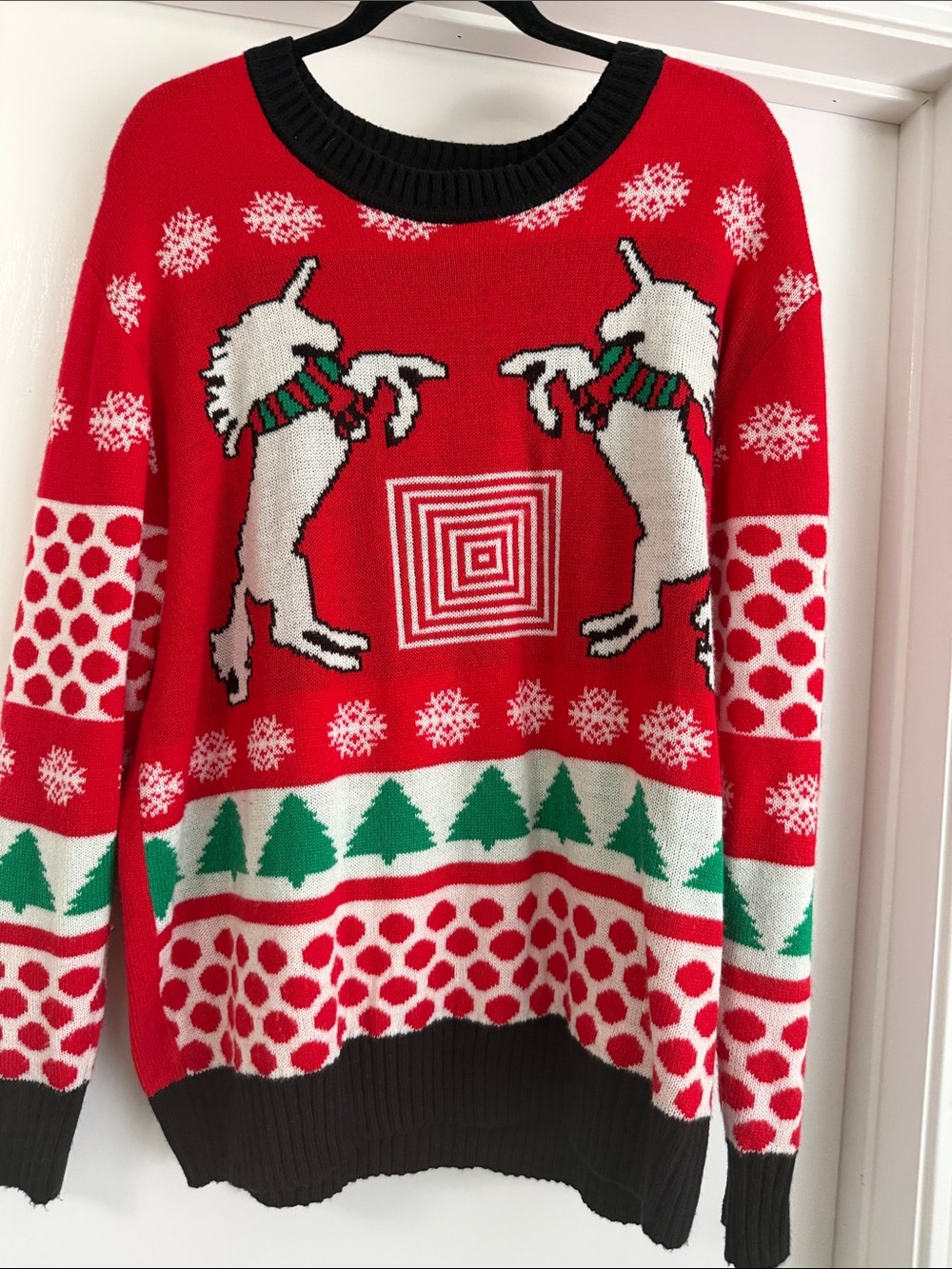 LuLaRoe Supply Ugly Women’s Red Holiday Unicorn Knit Sweater Large L